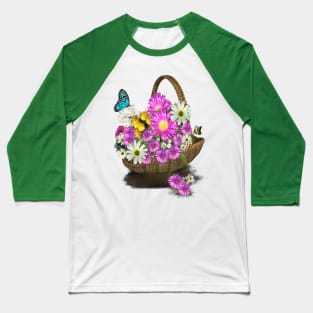 Mother's-Day Spring-Flower Basket Baseball T-Shirt